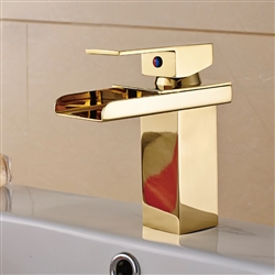 Waterfall Gold Bathroom Sink Faucet